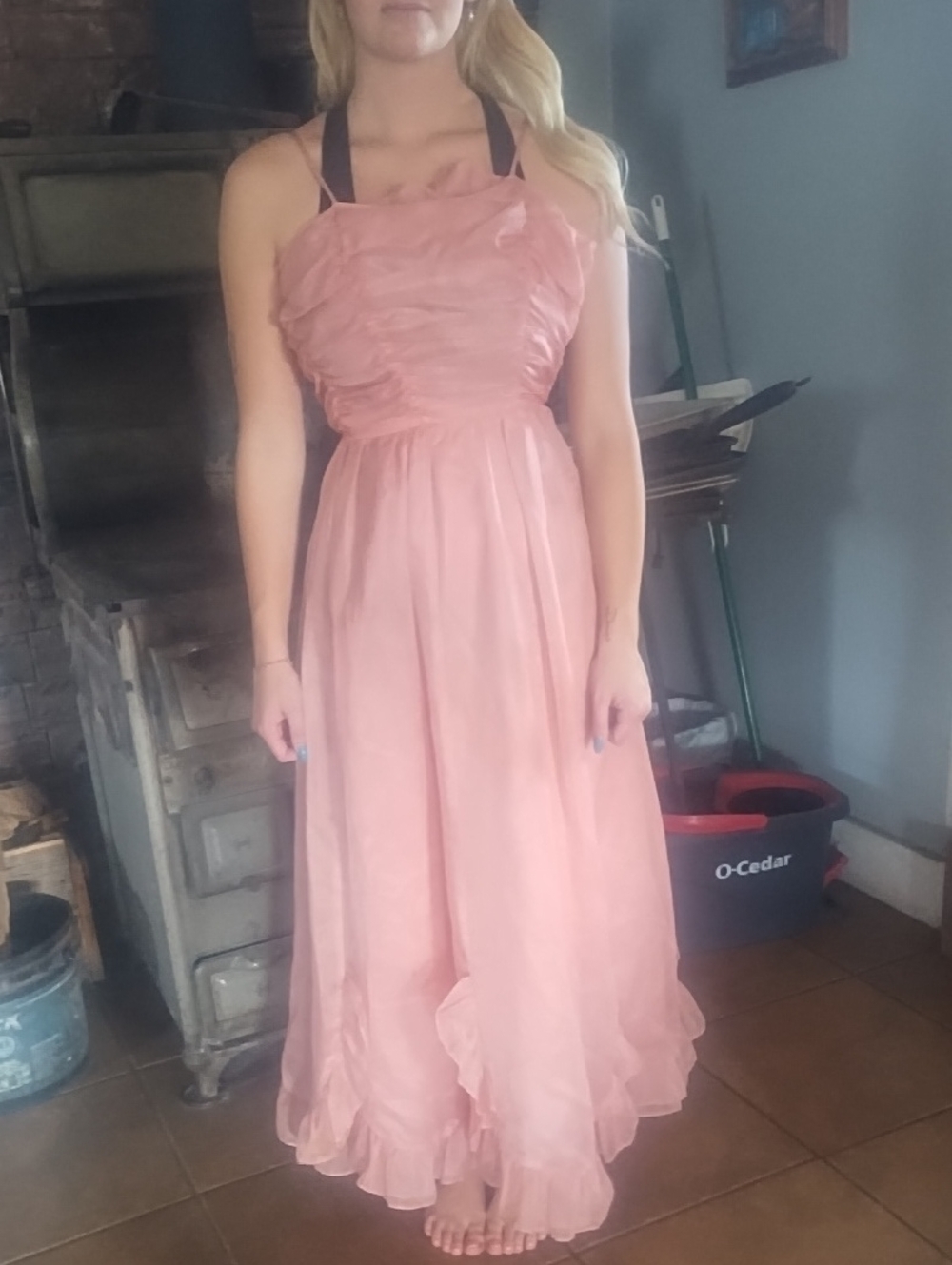 Elegant Pink Halter Formal Gown